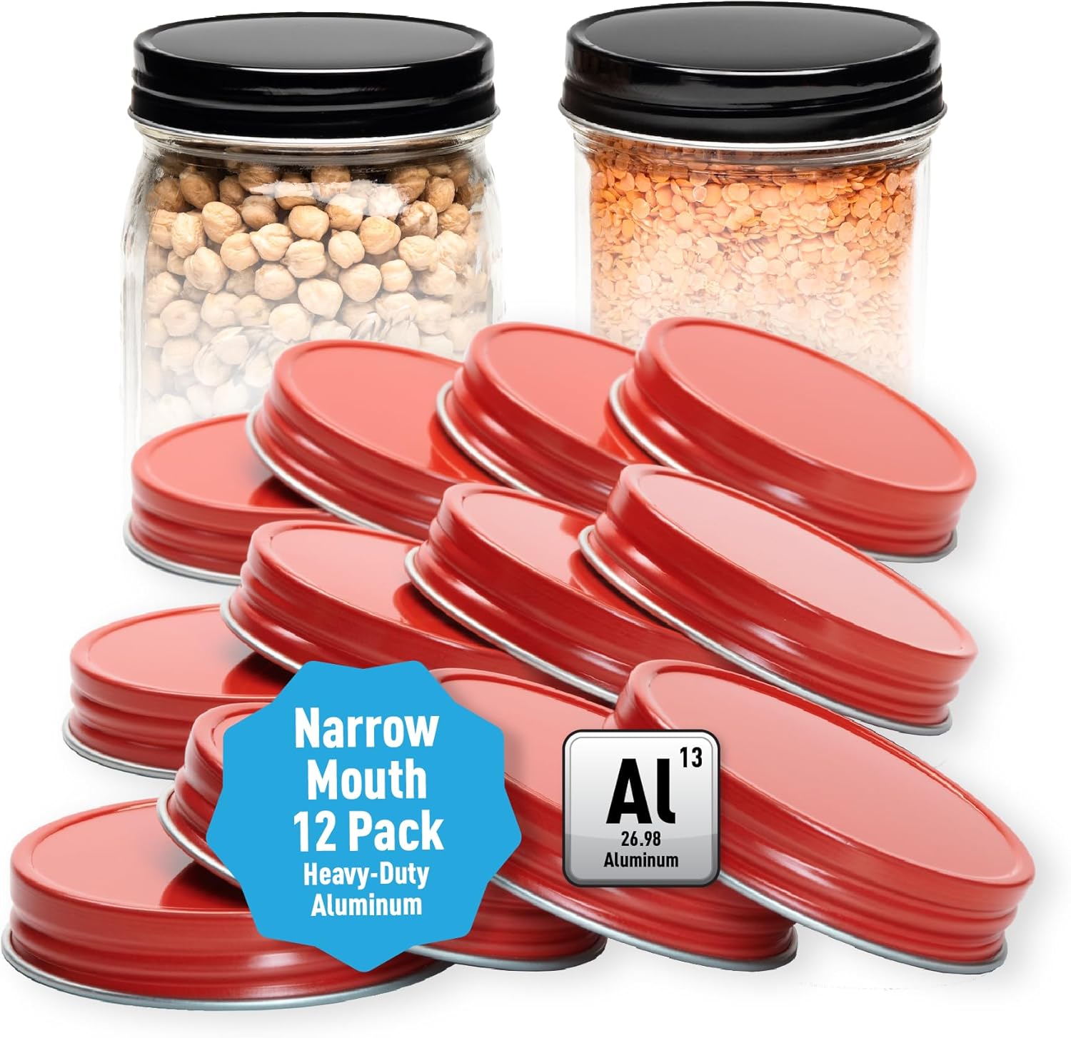 AllSpice 12-Pack Narrow Mouth Aluminum Mason Jar Lids