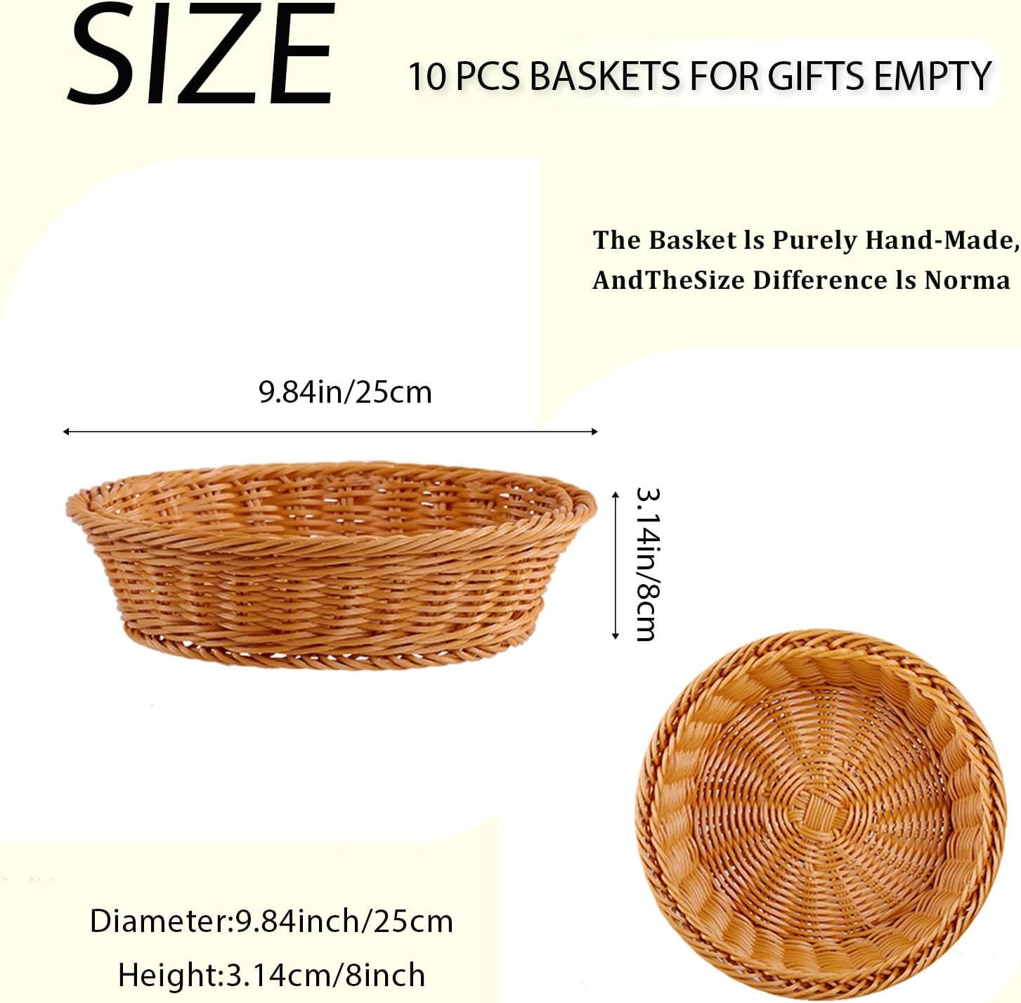 98x3 Inch Woven Bread Baskets 10 Pack