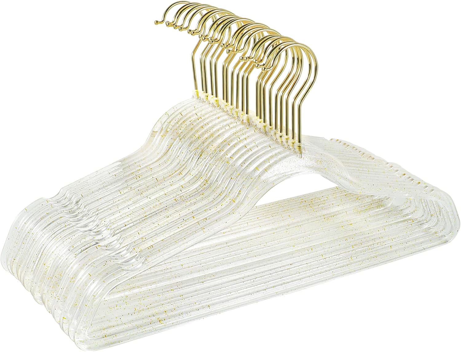 Clear Plastic Hangers 20 Pack Gold Glitter