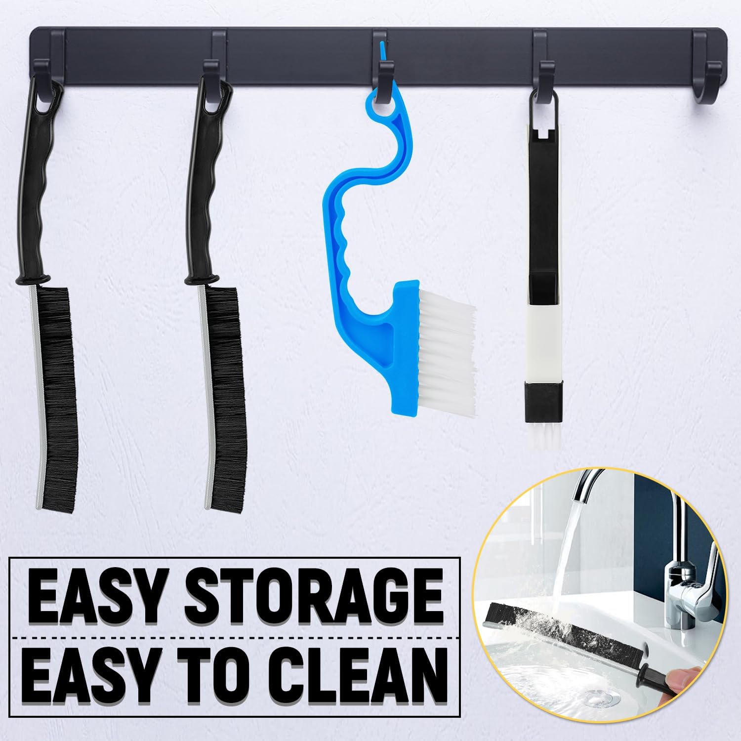 Pinsit Crevice Cleaning Brush Set 4Pcs with Hooks