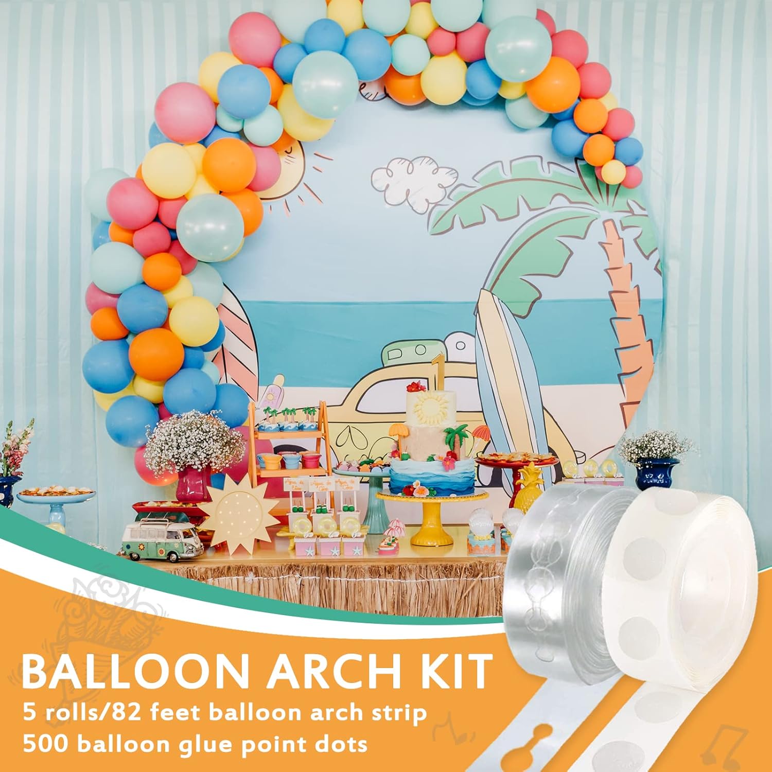 ALLFUN Balloon Arch Kit 82ft DIY Garland with 500Pcs Glue Dots Tape