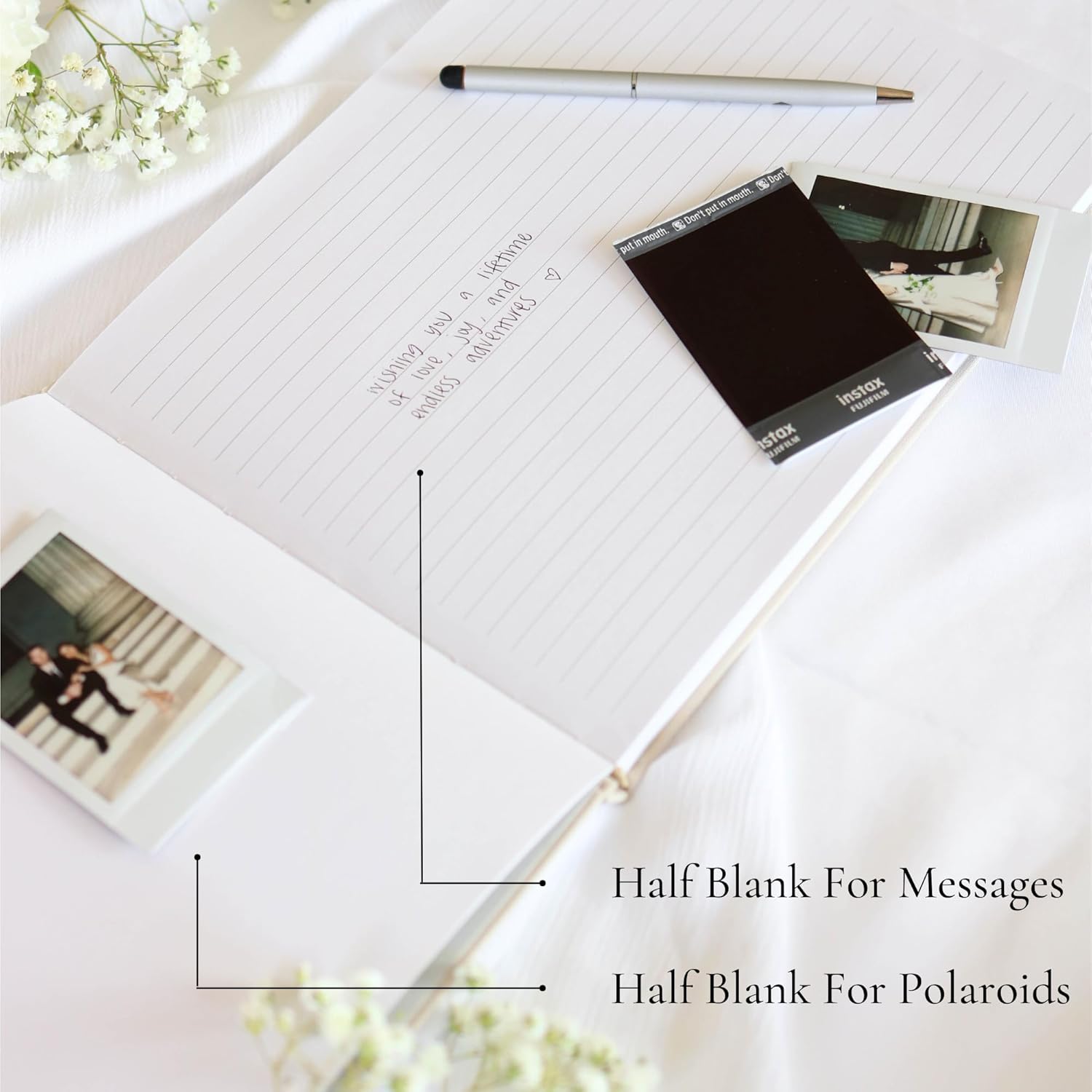 Personalized 2025 Wedding Guest Book - Linen Photo Book with 100 Pages