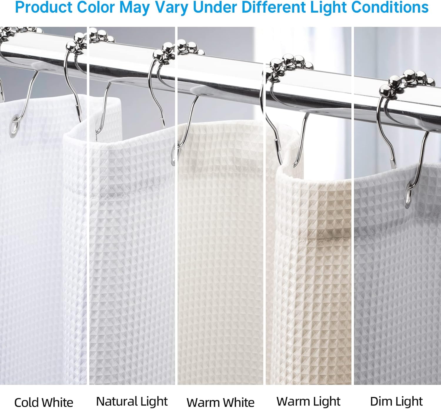 AmazerBath White Waffle Shower Curtain Heavy Duty