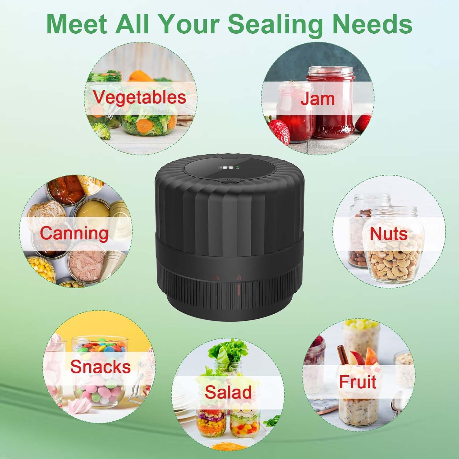 SelePow VP06 Electric Mason Jar Vacuum Sealer Black