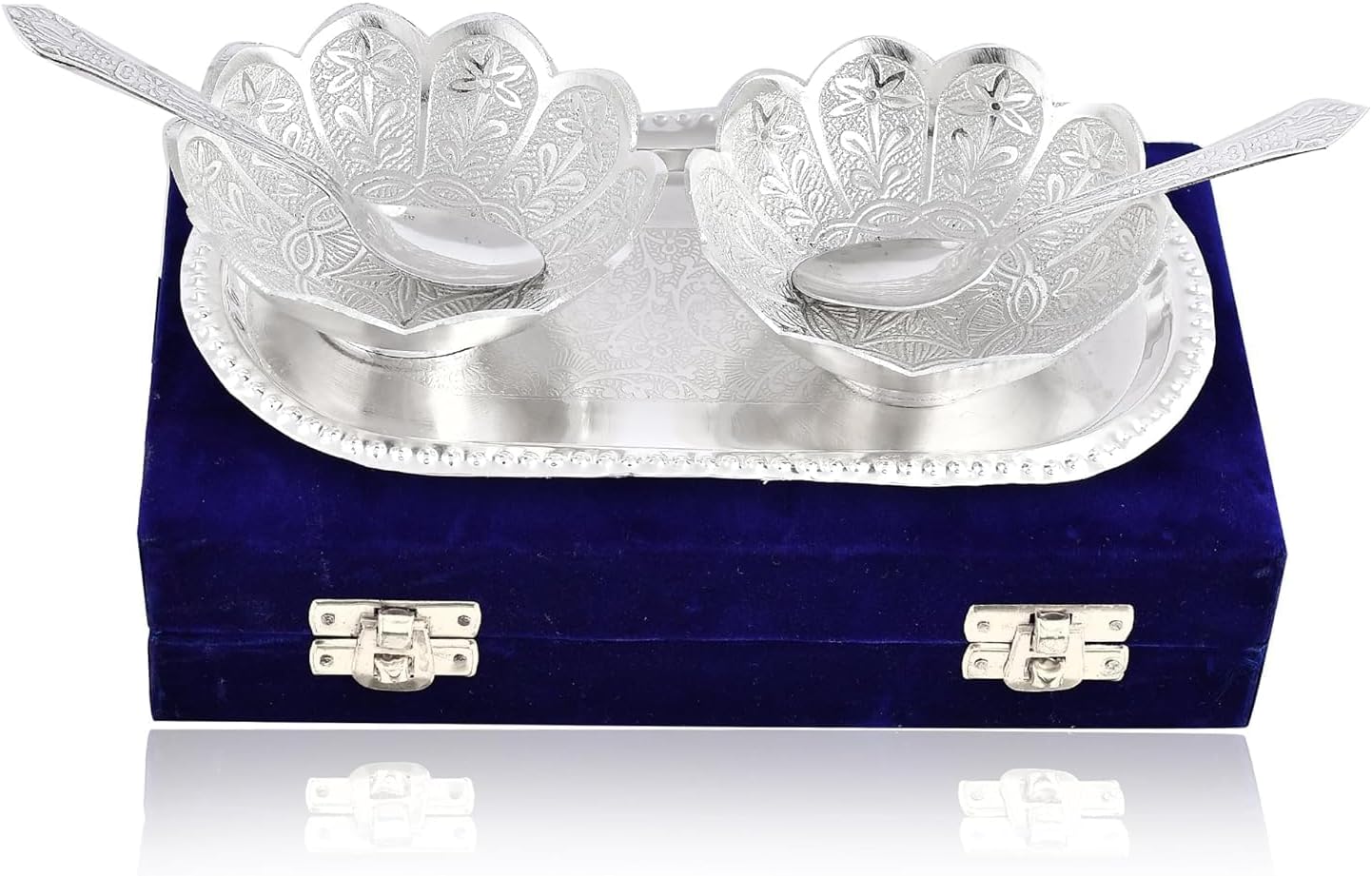 NOBILITY Silver Plated Bowl Spoon Tray Set 6 Pieces