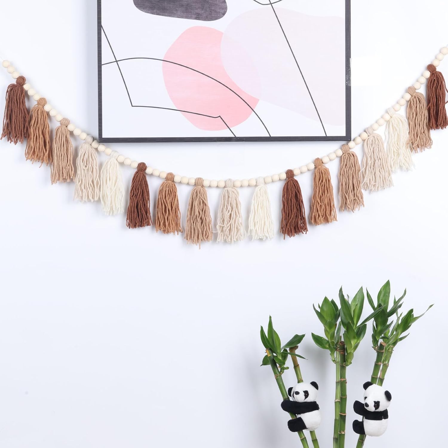 Boho Tassel Garland with Wood Beads for Home Decor