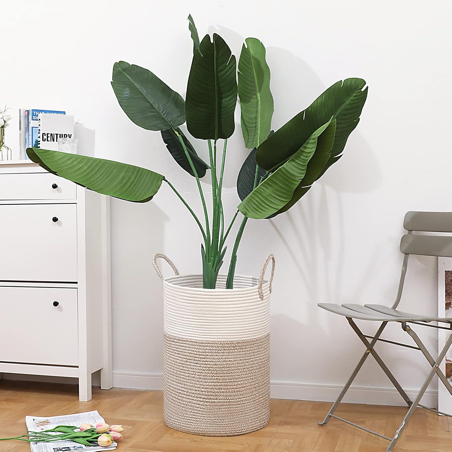 VIPOSCO Large Laundry Hamper with Woven Rope Design