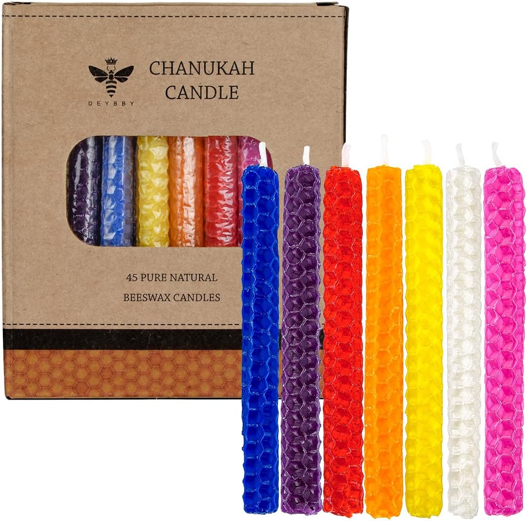 DEYBBY Honeycomb Beeswax Hanukkah Candles - 45 Piece Set