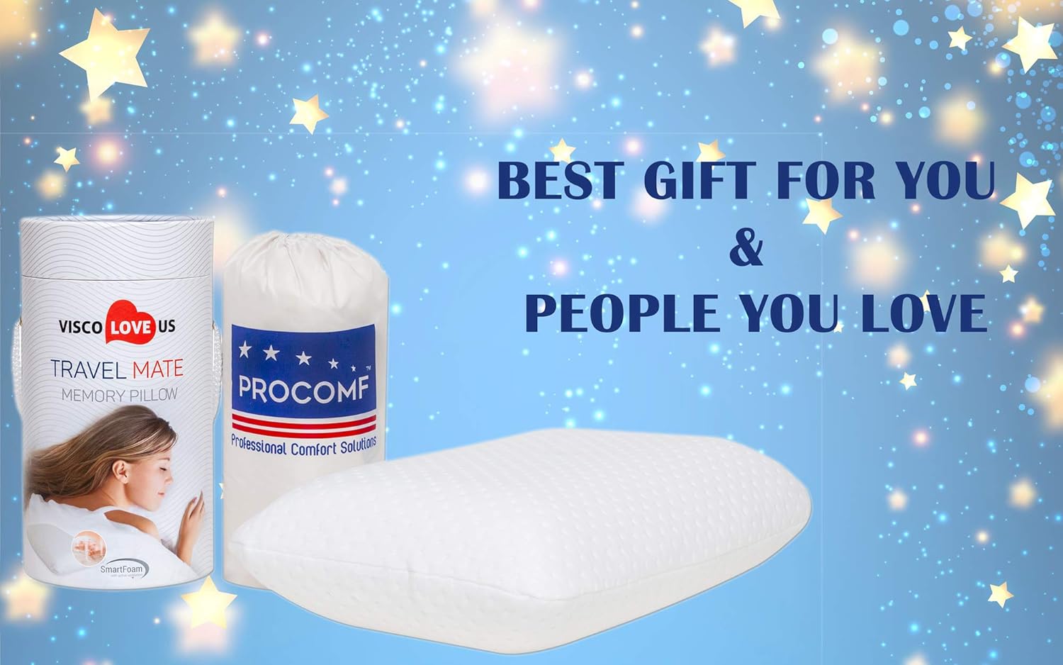 ProComf Travel and Camping Memory Foam Pillow for All Ages
