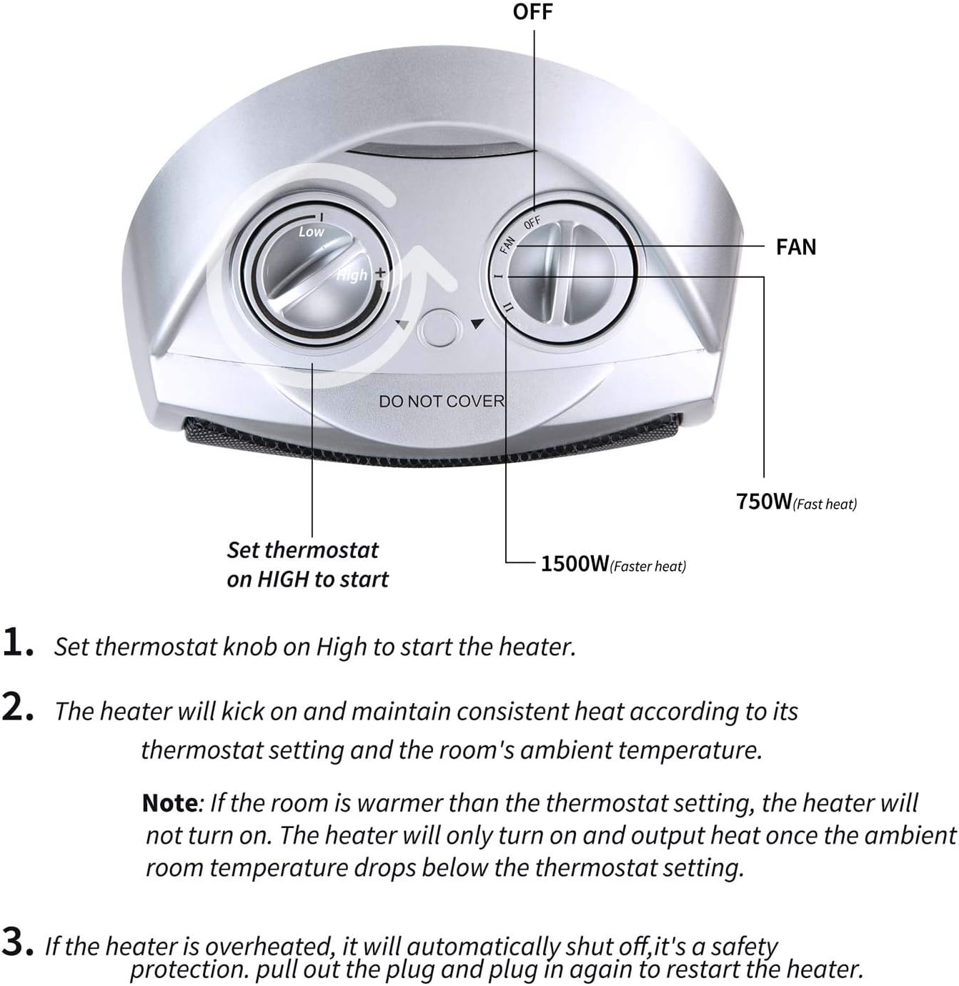 Moonflor 1500W Silver Radiant Space Heater