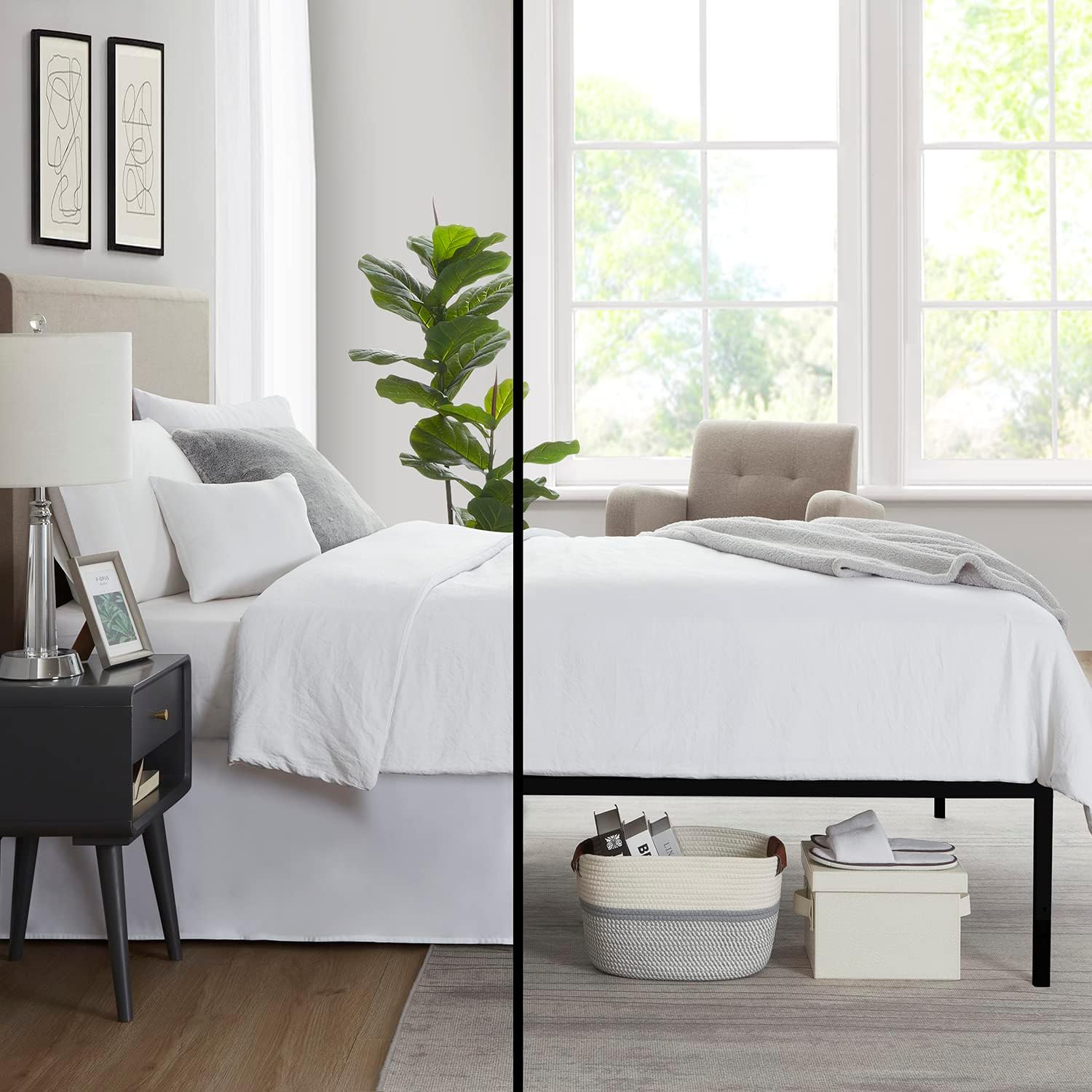 Nestl White Bed Skirt Queen Size 14 Inch Drop