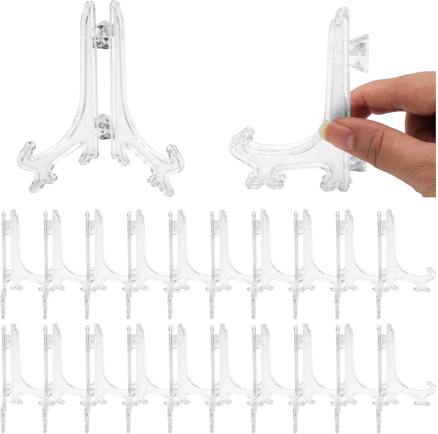 Zorfeter 25Pcs Clear Plastic Easels for Displays