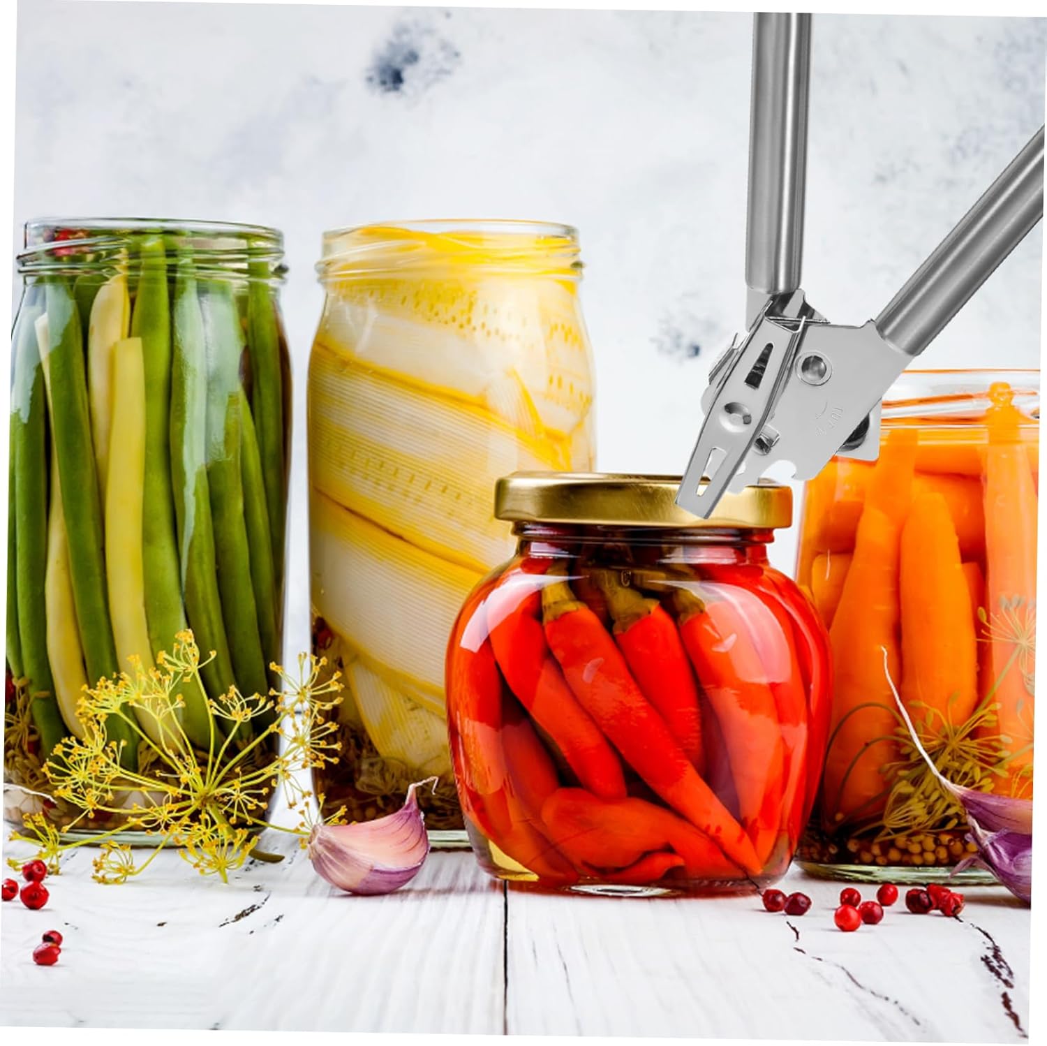 SHOWERORO Manual Can Opener With Lid Lifter Silver