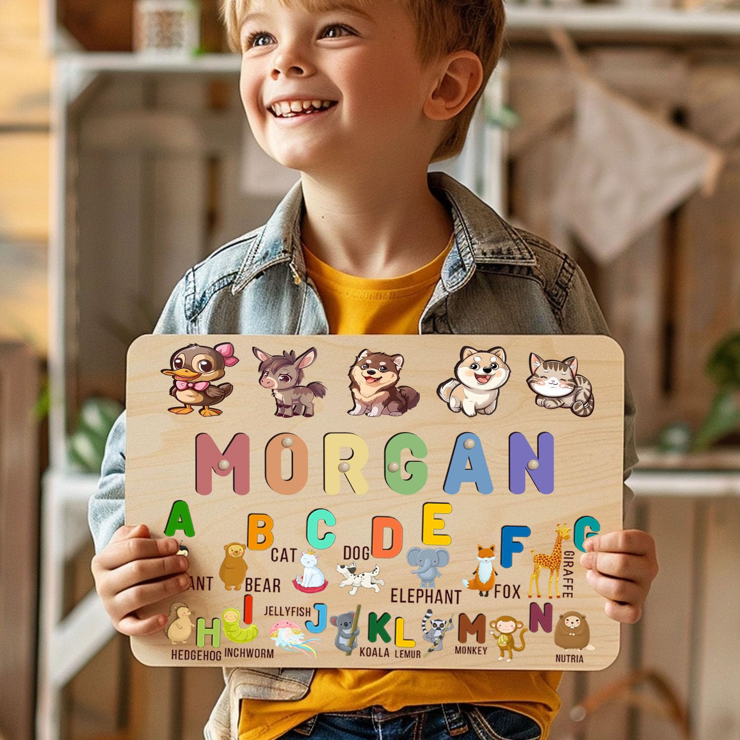 Personalized Wooden Name Puzzles for Toddlers 1-3