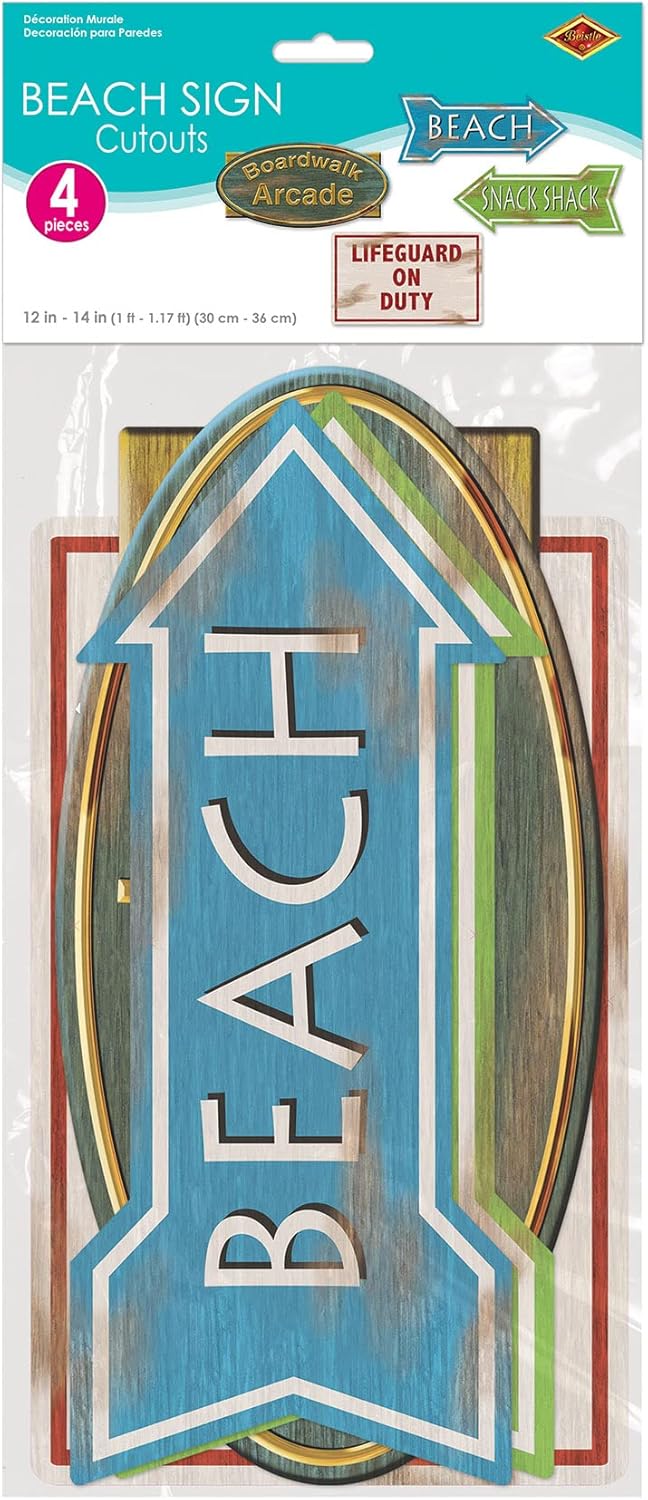 Beistle Beach Sign Cutouts Party Decor