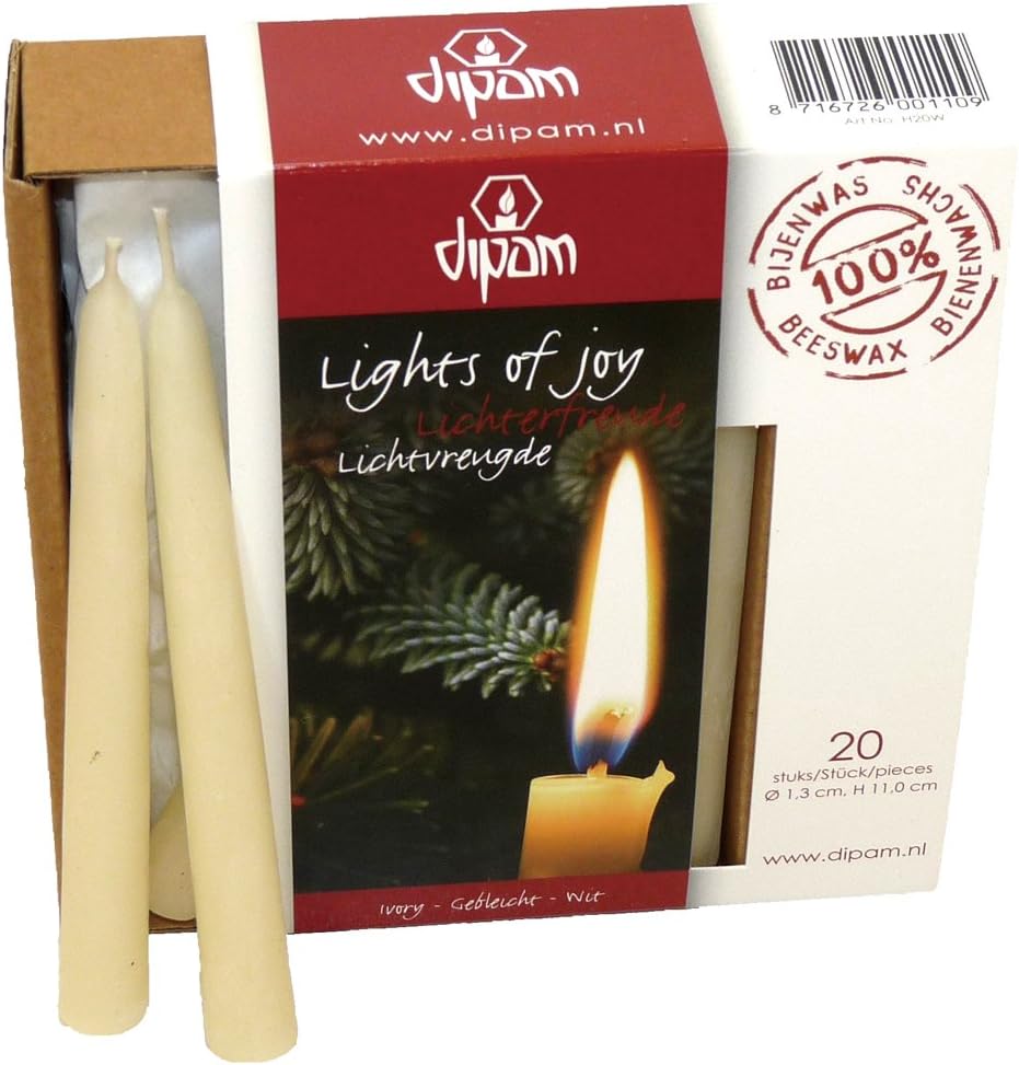Beeswax Lights of Joy Christmas Tree Candles 4 Inch 20 Pack White