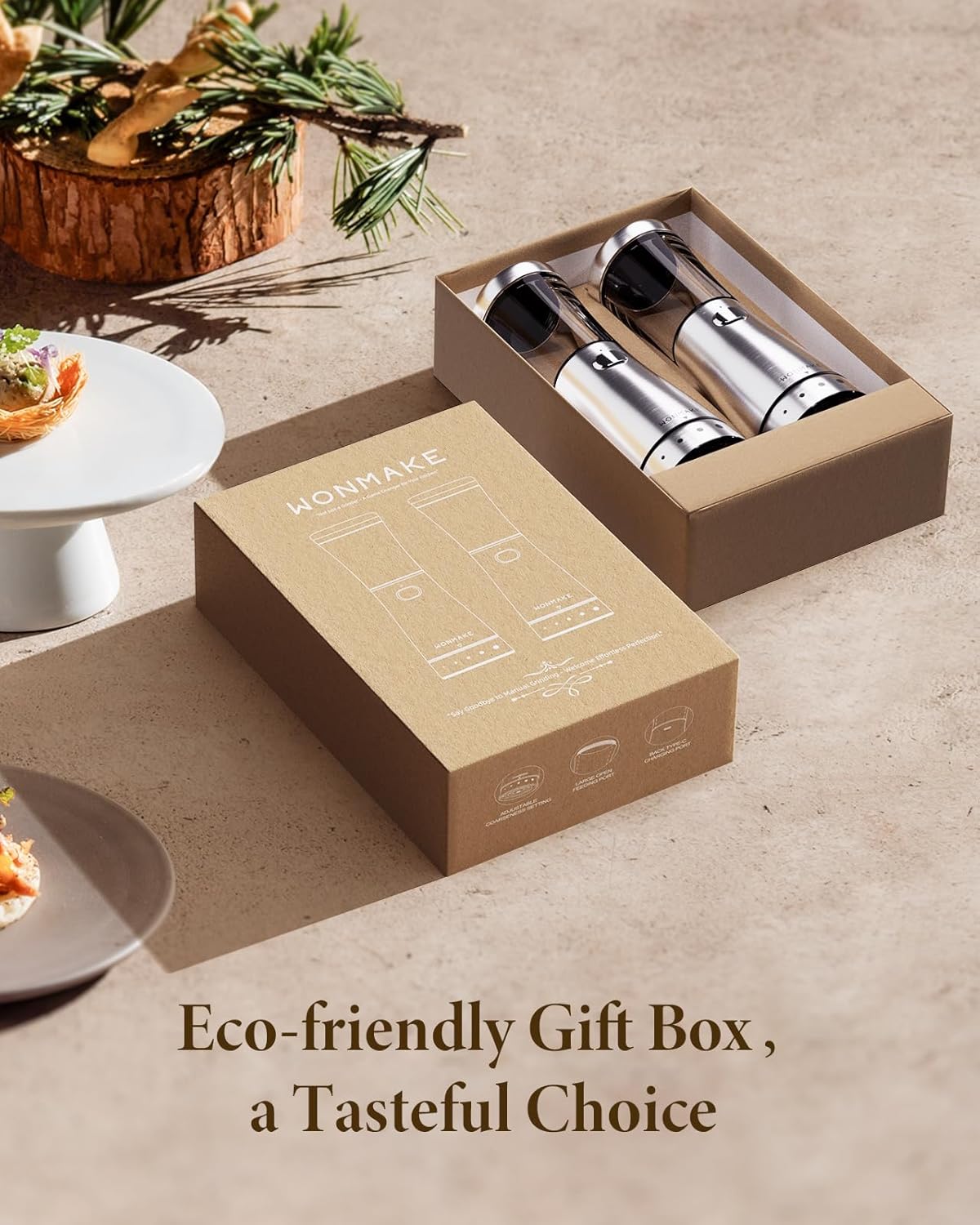 Electric Salt and Pepper Grinder Set with Rechargeable Battery
