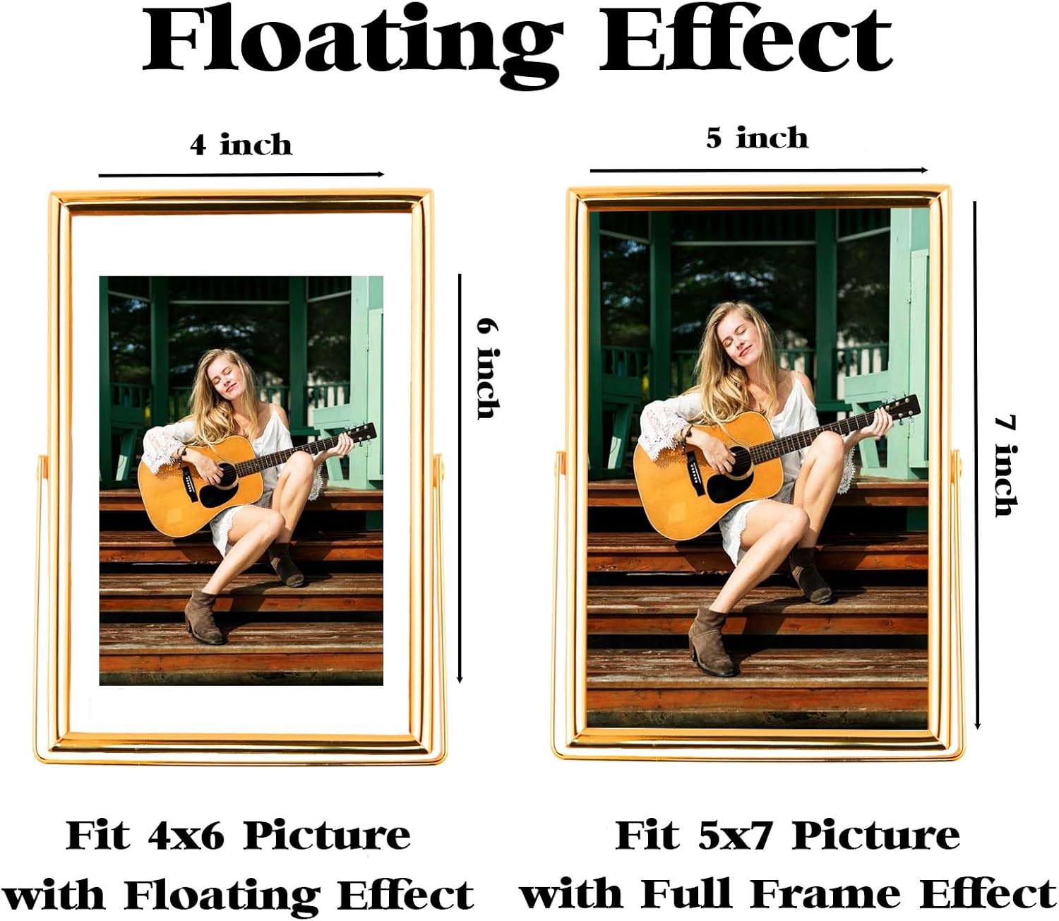 Xinkerco 5x7 Floating Gold Picture Frame 2 Pack