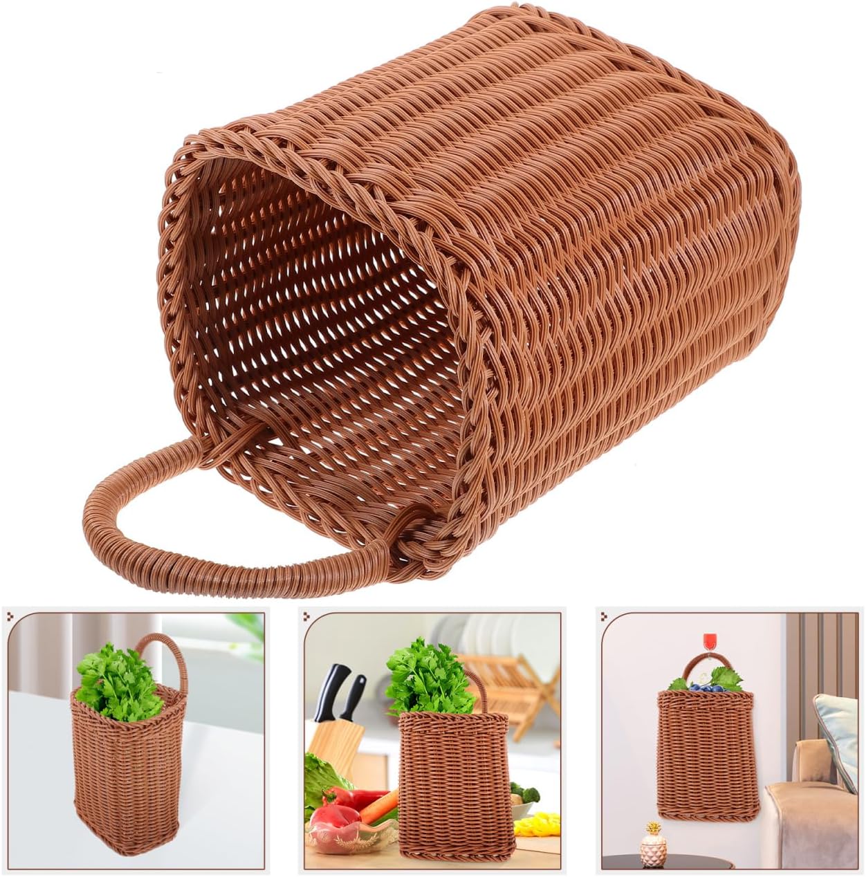 Angoily Hanging Wicker Basket with Rattan Design
