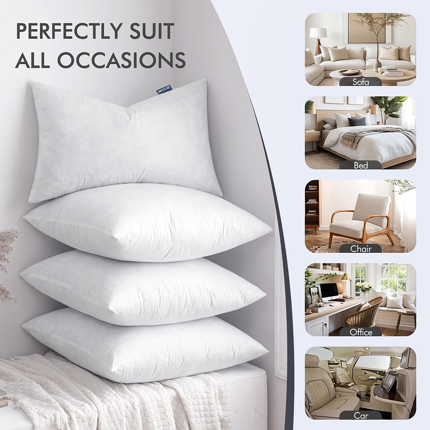 MIULEE Pillow Inserts 20x20 Inch Set of 4