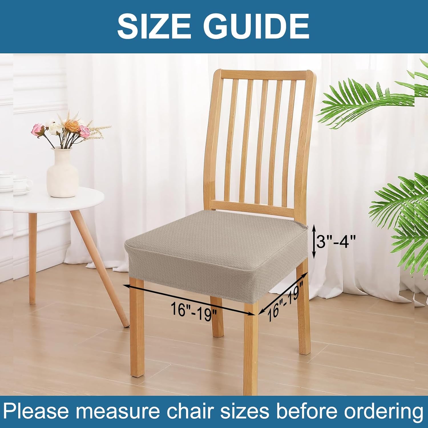 Smiry Waterproof Dining Chair Covers Set of 4 Taupe