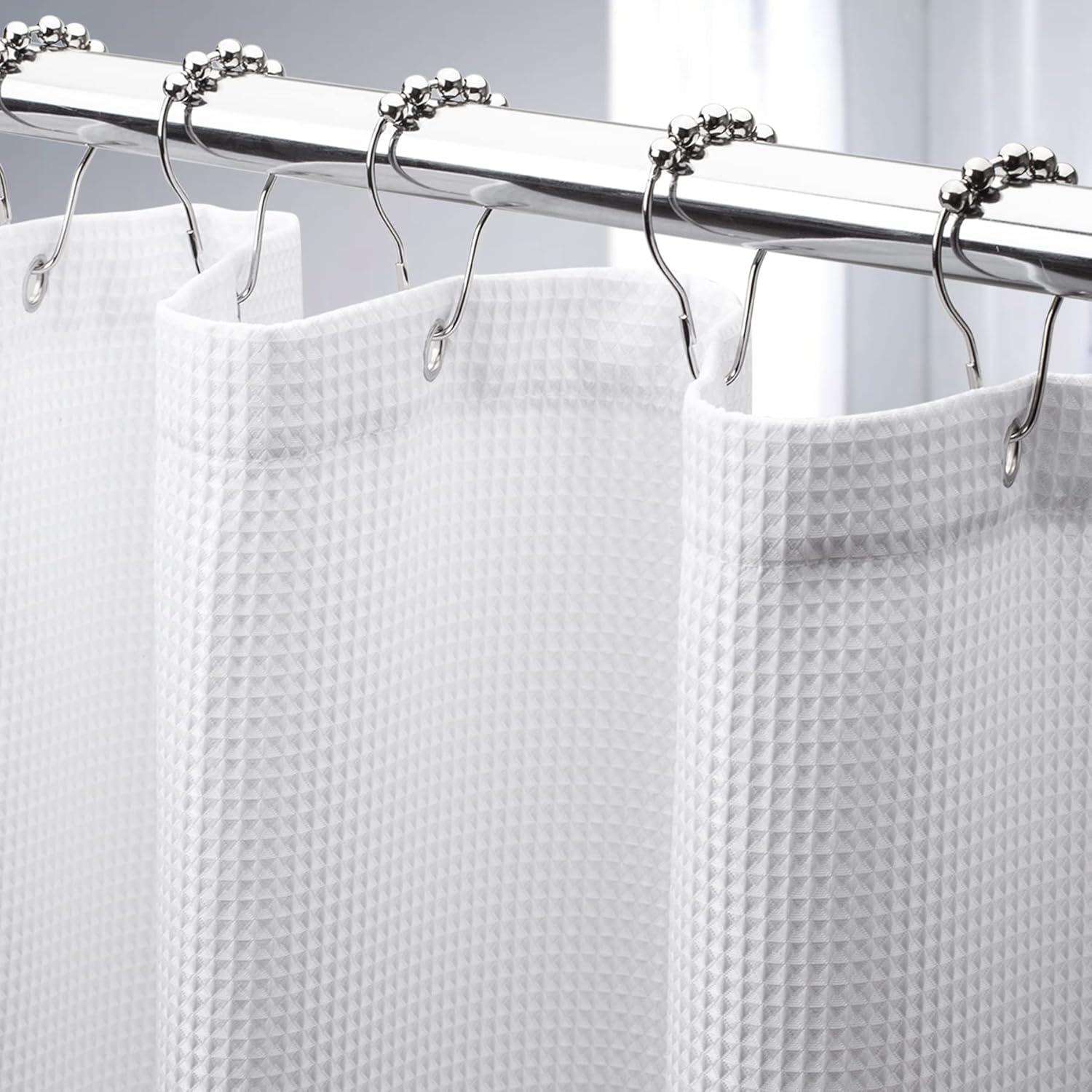 AmazerBath White Waffle Shower Curtain Heavy Duty