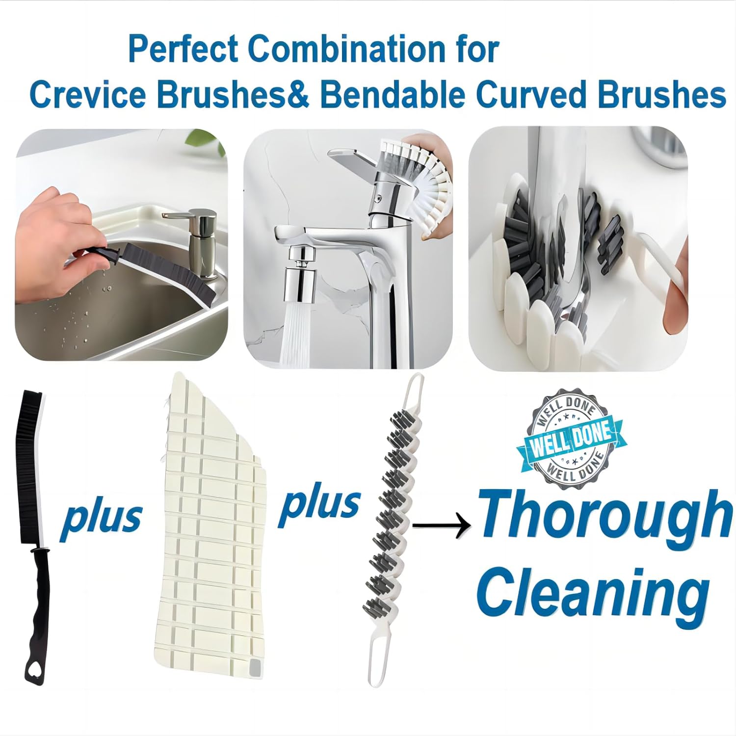 3 Pcs Hard Bristle Crevice Cleaning Brush Set