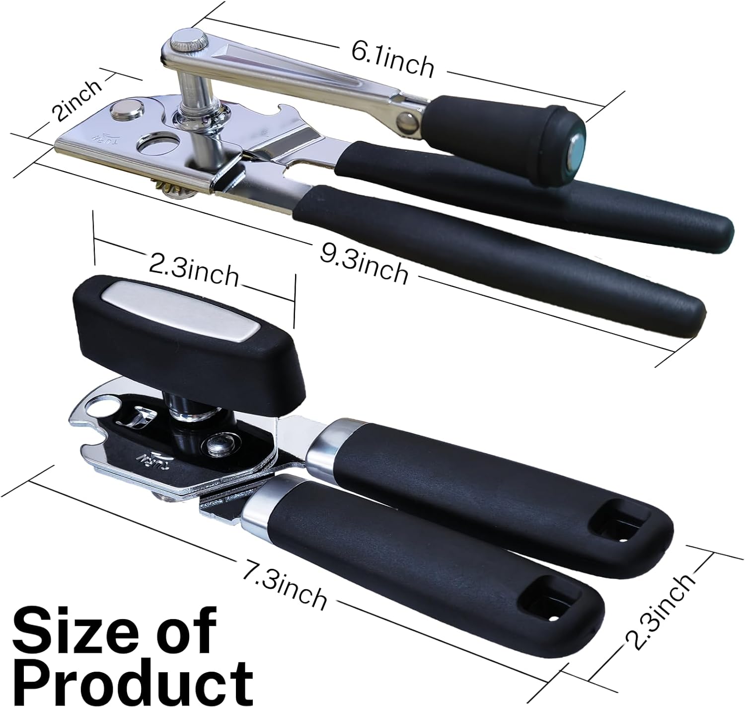 2Pcs Can Opener with Magnet Stainless Steel Ergonomic Handles