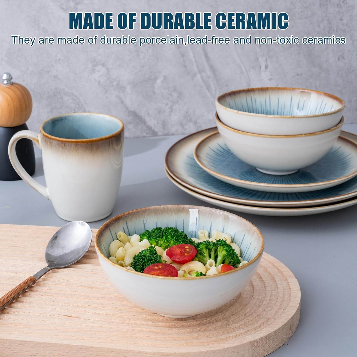 Whitepeony 16 Piece Stoneware Dinnerware Set
