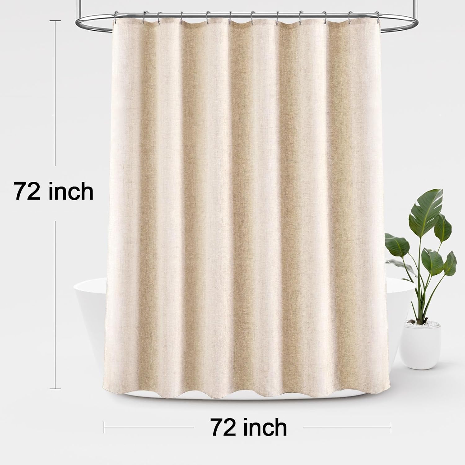 Awellife Linen Shower Curtain Set 72x72 Inch