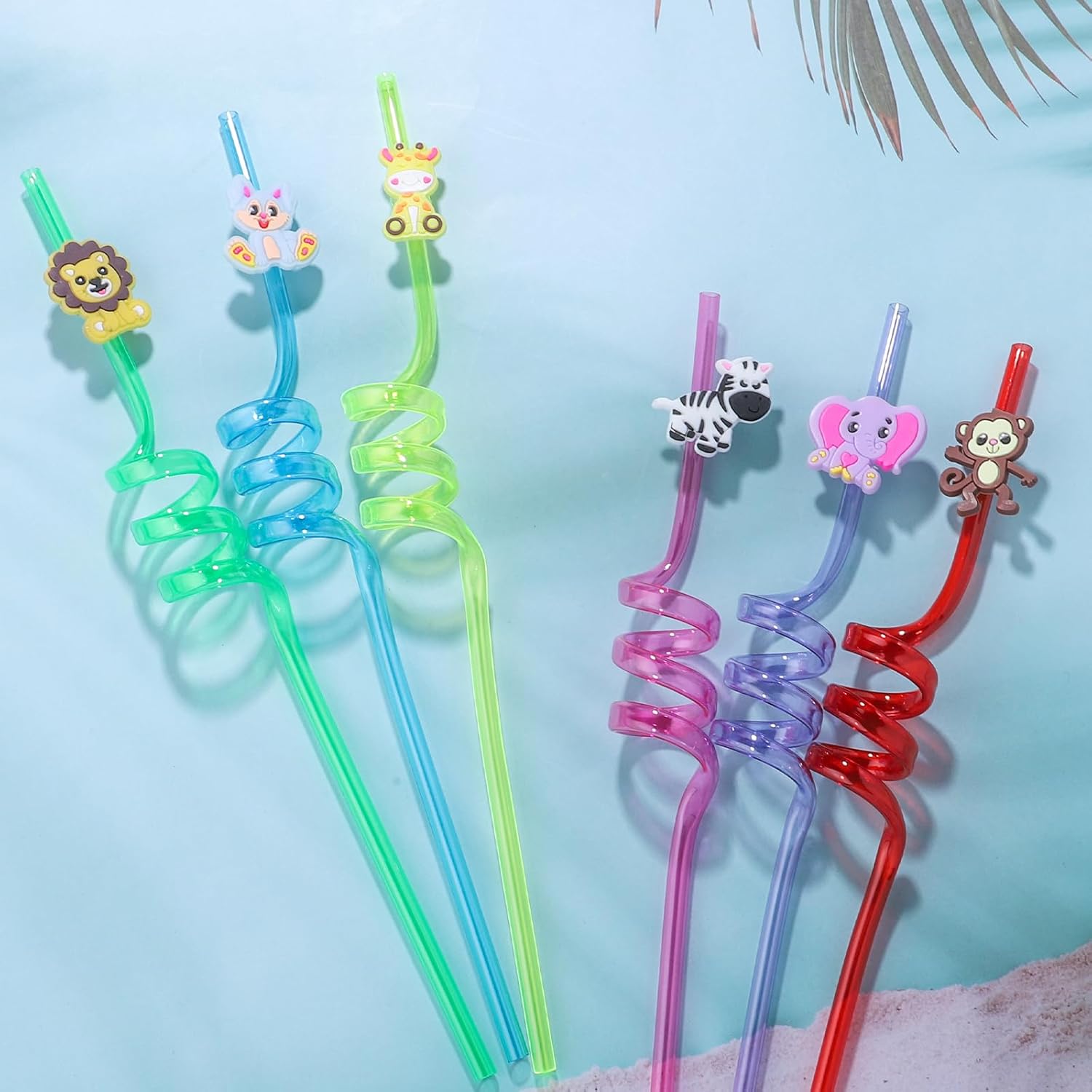 24Pcs Jungle Animal Party Straws for Kids and Adults