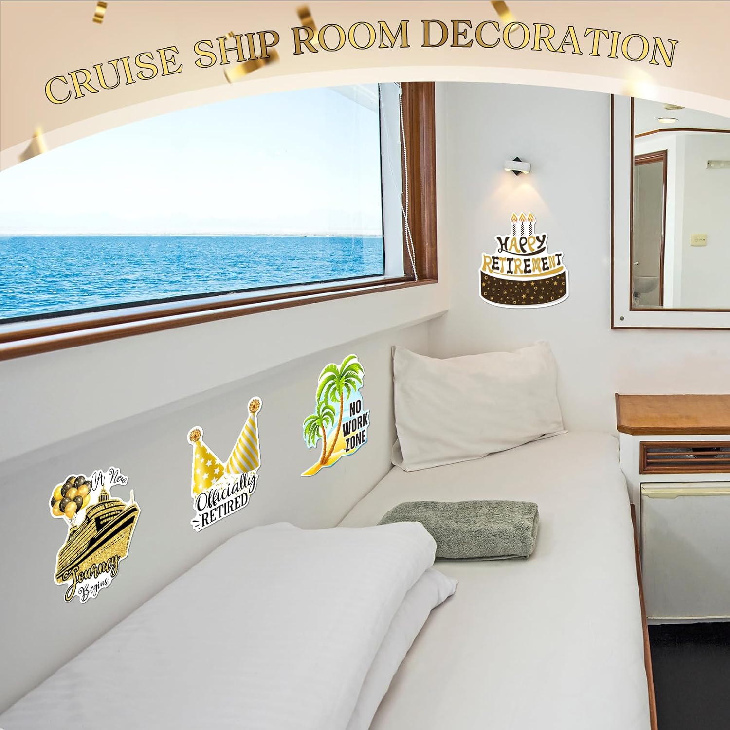 Hoteam 4 Pcs Happy Retirement Cruise Door Magnets