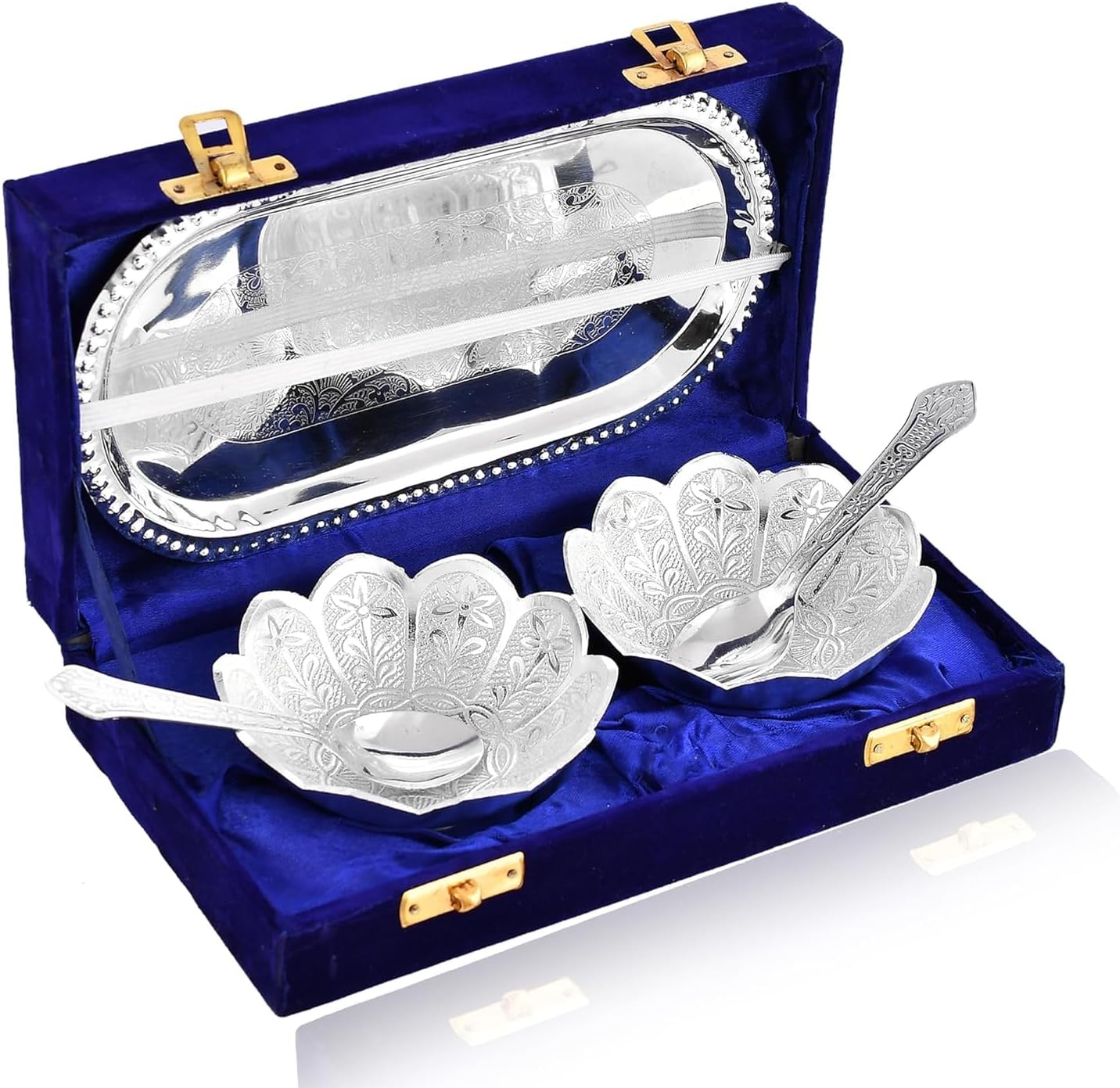NOBILITY Silver Plated Bowl Spoon Tray Set 6 Pieces