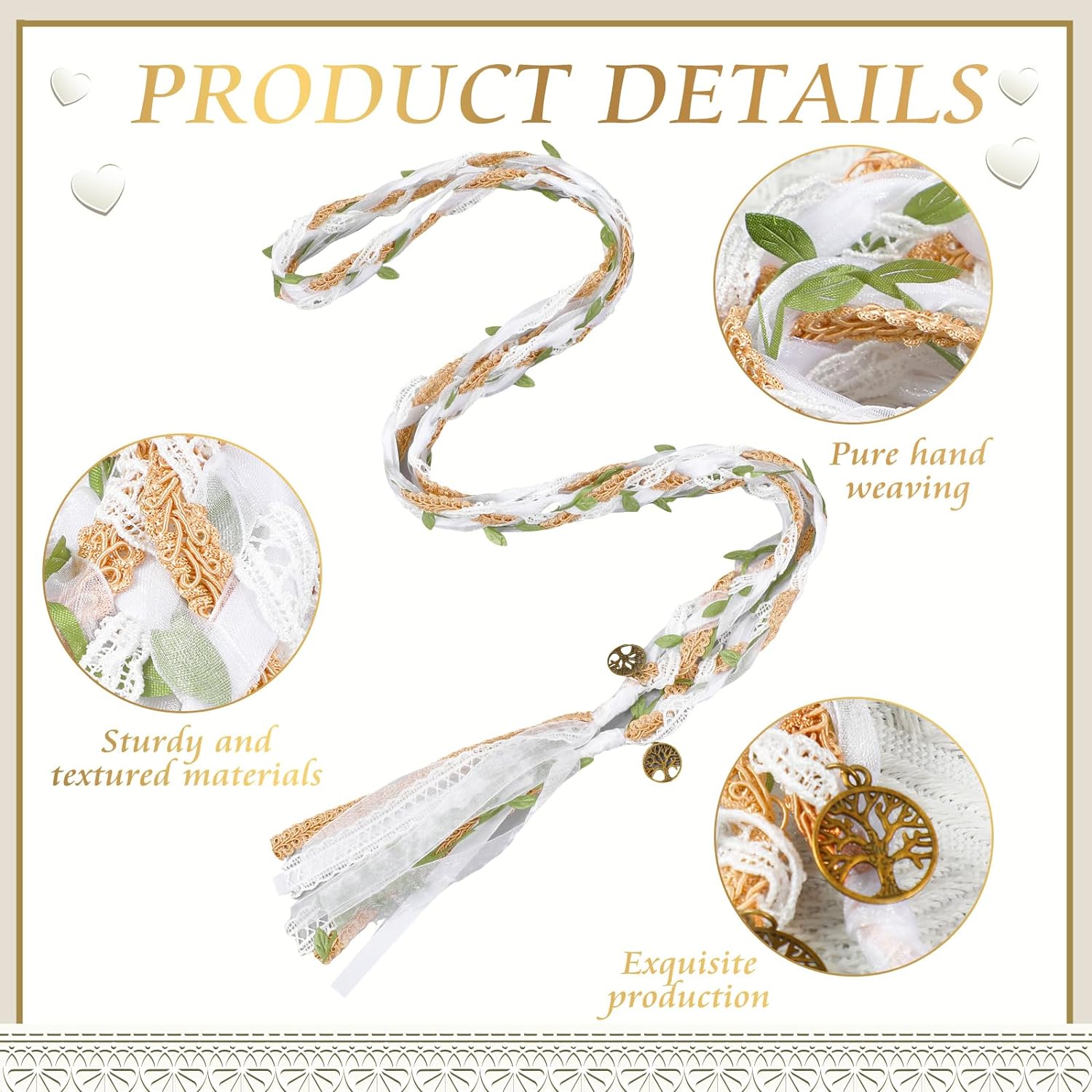 Handfasting Cord Wedding Lasso with Pendants Green