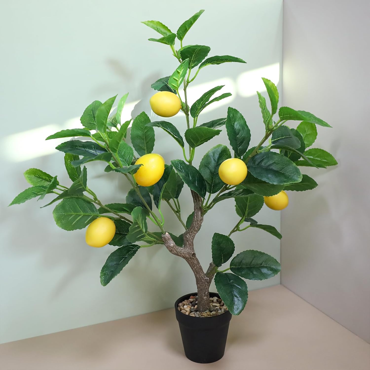 21 Inch Artificial Lemon Tree Potted Plant with Black Pot
