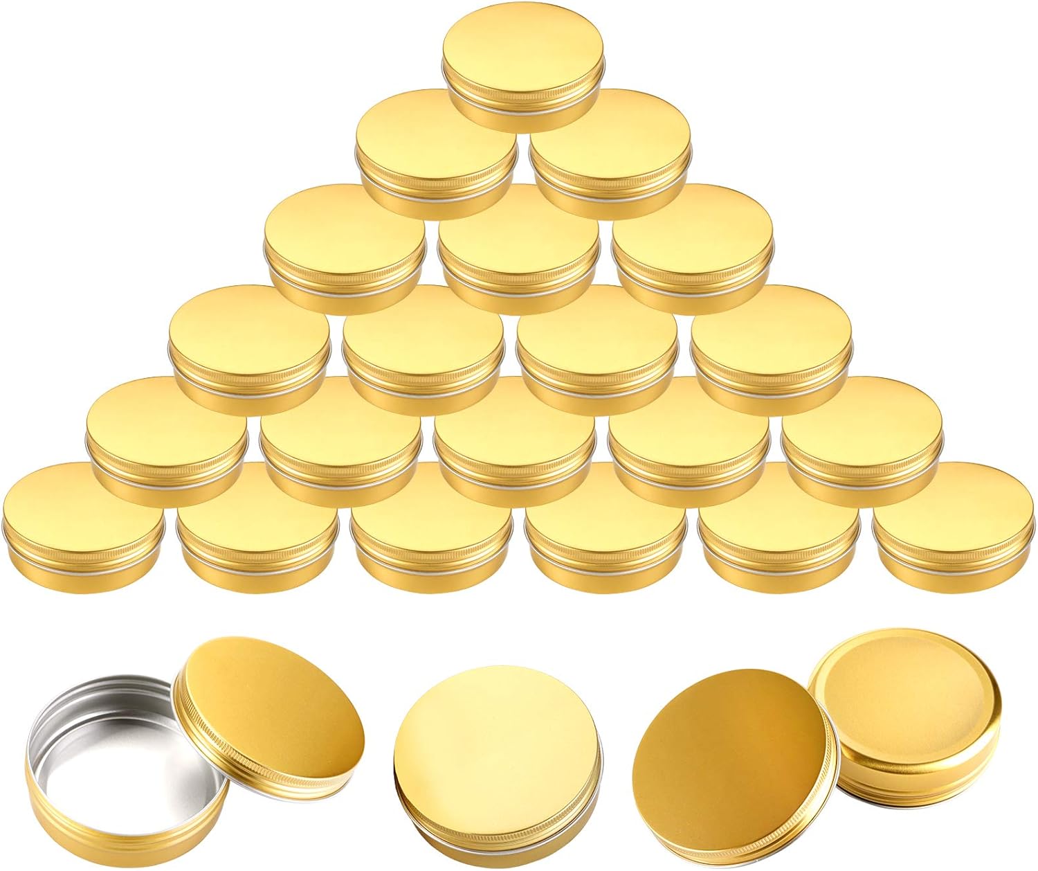 Foraineam 24-Piece 4 Oz Golden Aluminum Storage Tins
