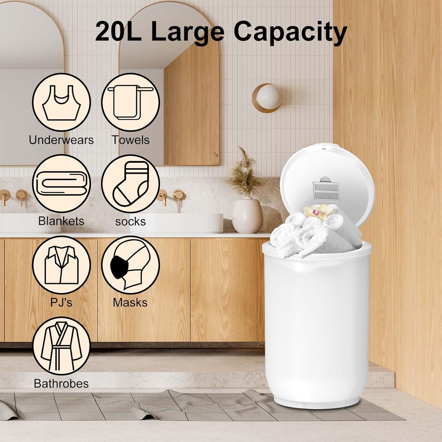 Ultra Large Capacity Towel Warmer Bucket with Timer and Safety Lock