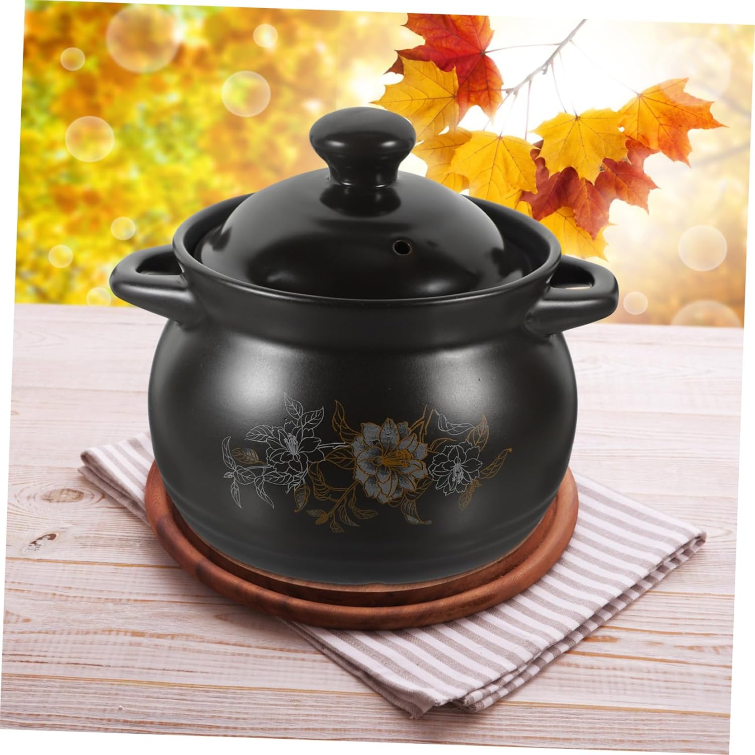 SHOWERORO Ceramic Casserole Pot with Lid