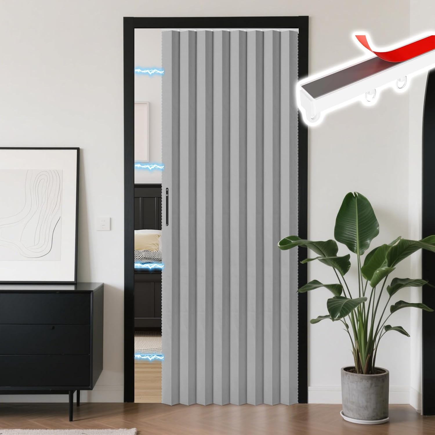 Rinhartex Blackout Accordion Curtain with Track