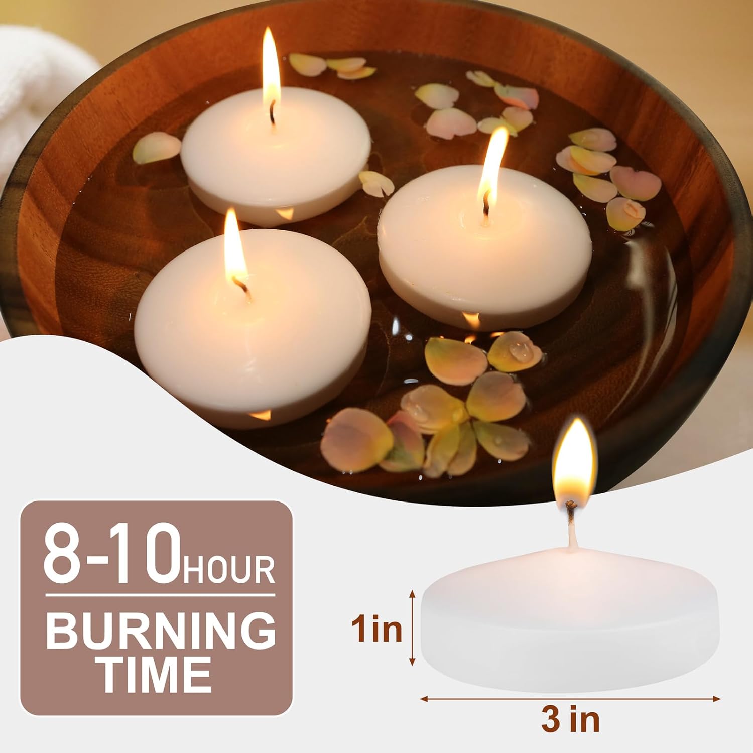 48 Pack White Floating Candles 3 Inch Unscented