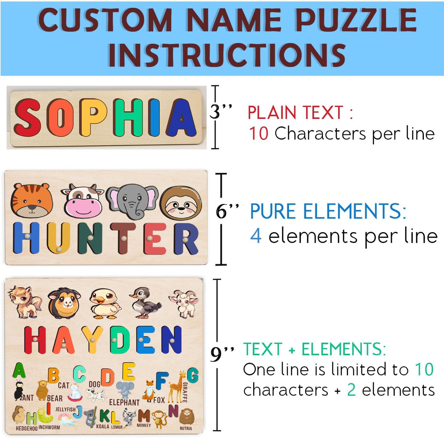 Personalized Wooden Name Puzzle For Kids 1-3