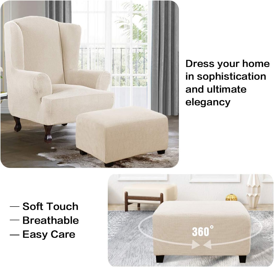 HVERSAILTEX Stool Cover Slipcover for Ottomans