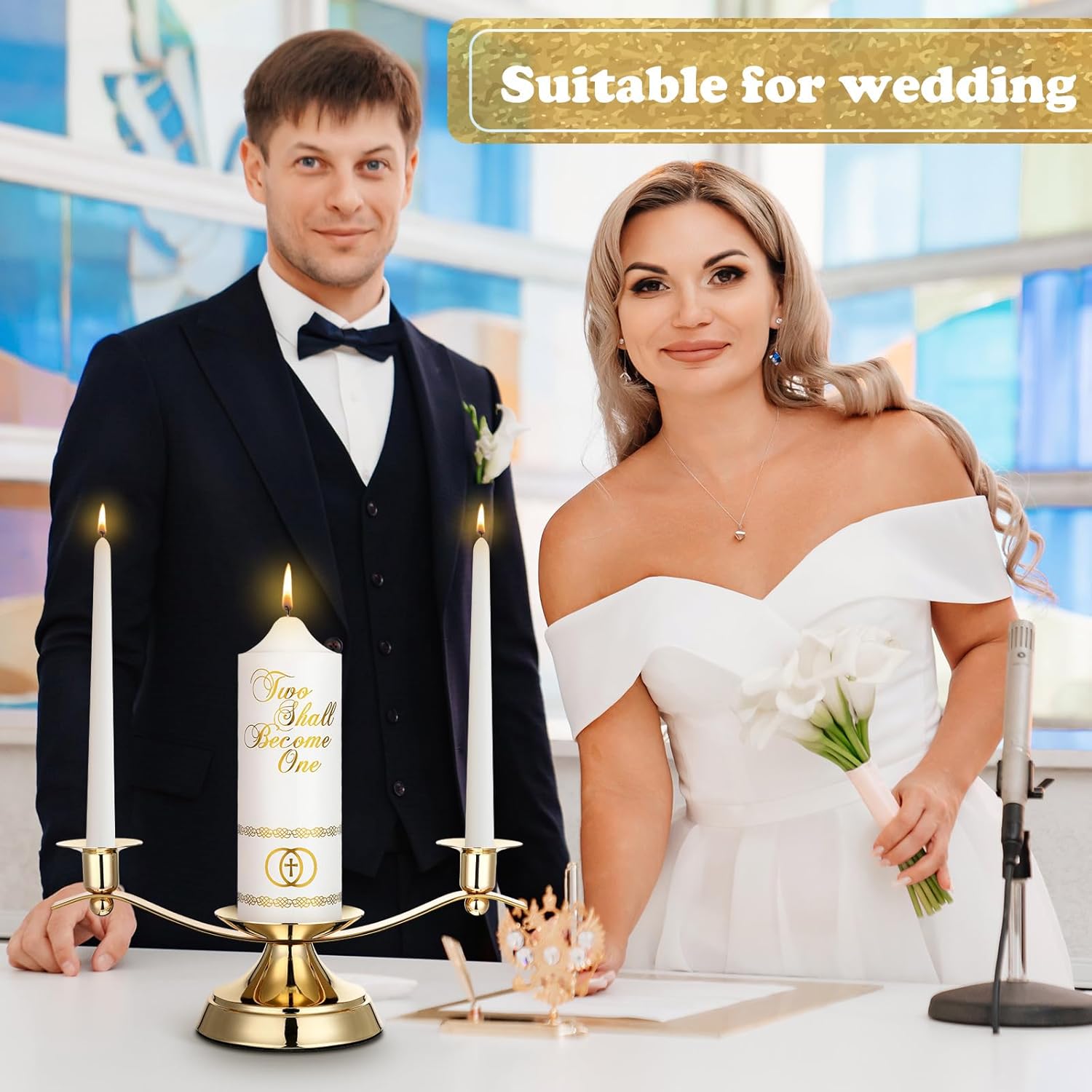 Irenare Unity Candles with Holder Set for Wedding Decor