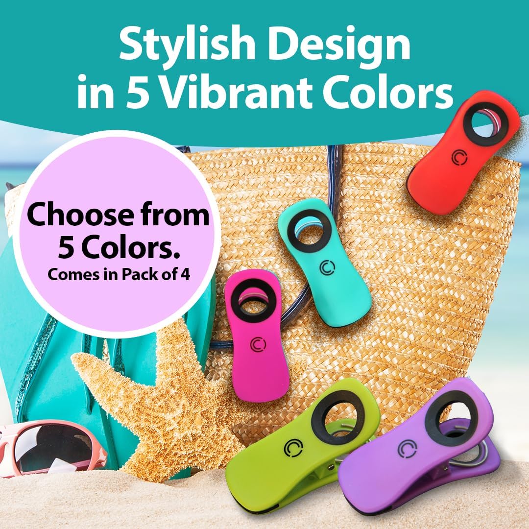 CoreClips Towel Clips for Beach Chairs - Heavy Duty with 25 Clamp