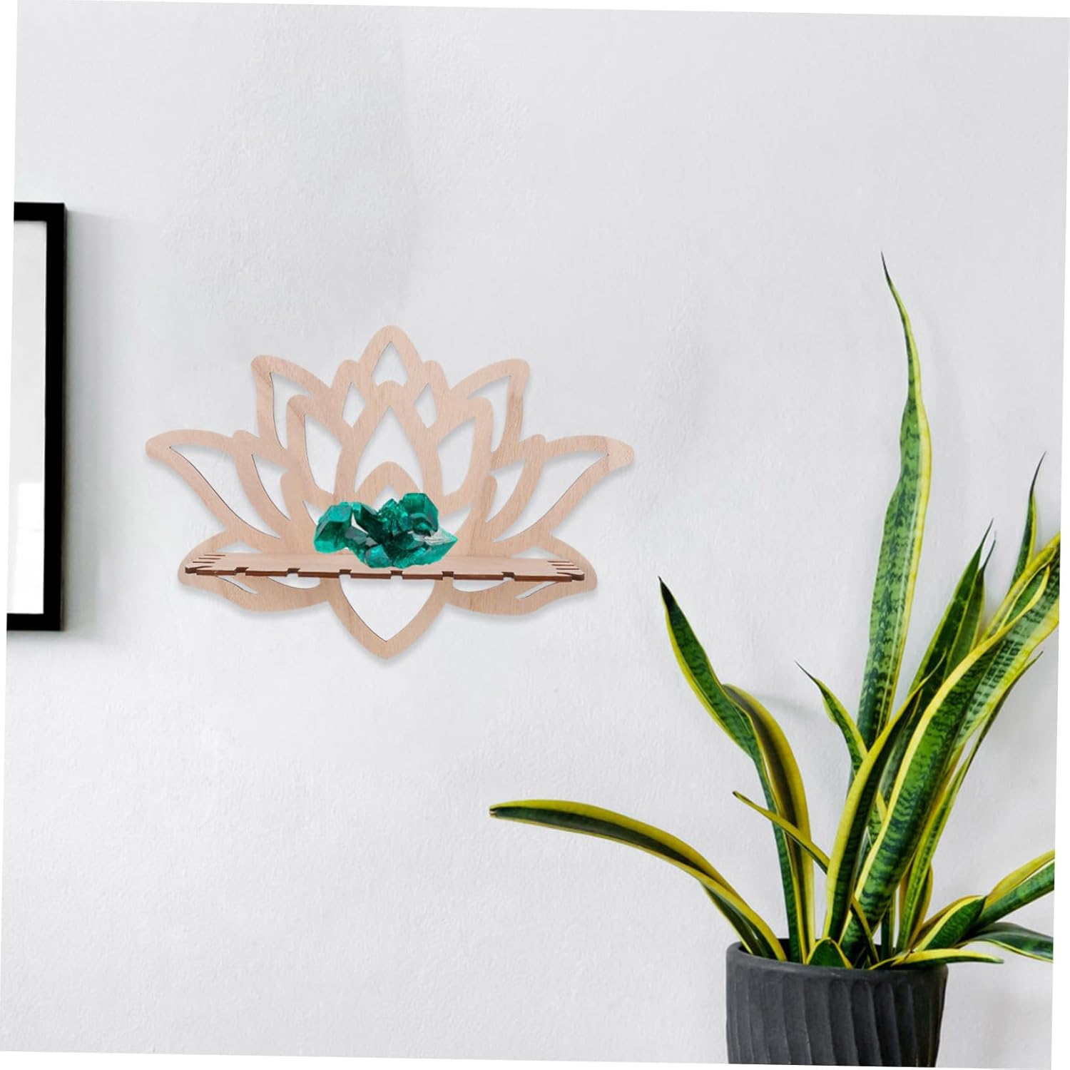 Luxshiny Hollow Pattern Lotus Candle Holder Wall Decor Floating Shelf
