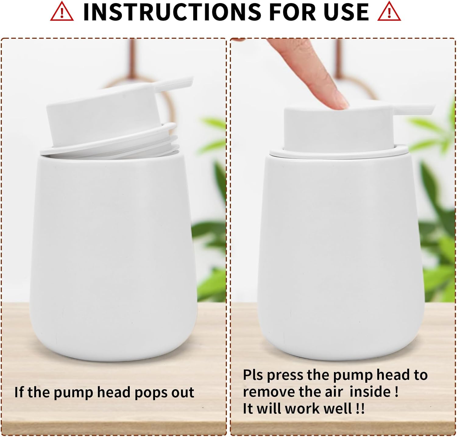 Ceramic Soap Dispenser with Easy to Press Pump 12 oz White