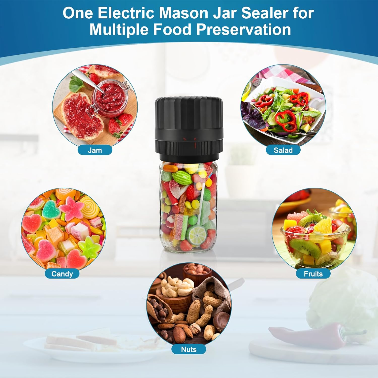 Dicorain Electric Mason Jar Vacuum Sealer Kit Auto Seal