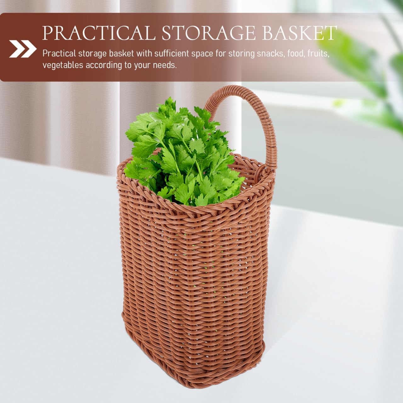 Angoily Hanging Wicker Basket with Rattan Design