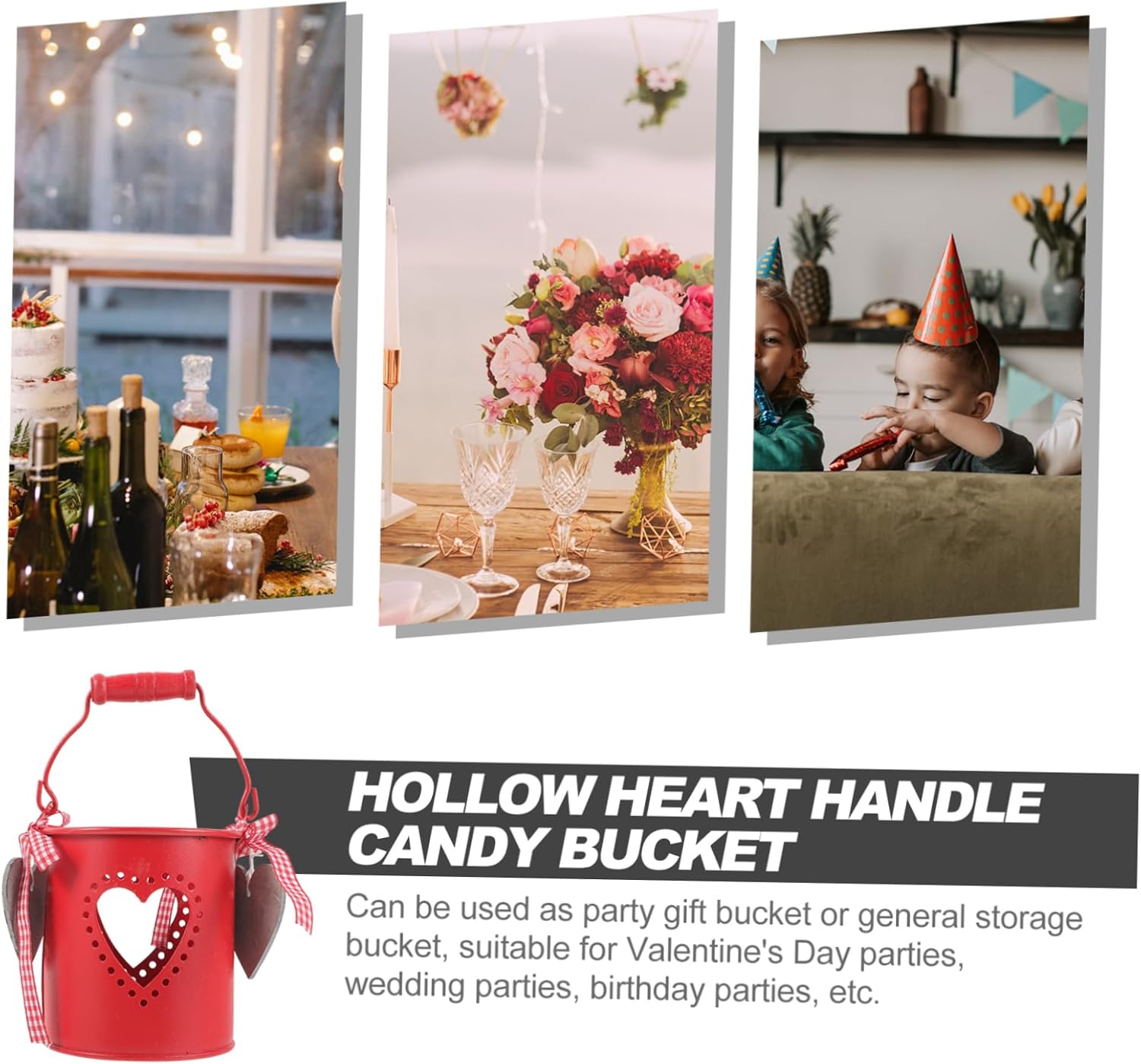 Hollow Heart Candy Bucket for Wedding Parties