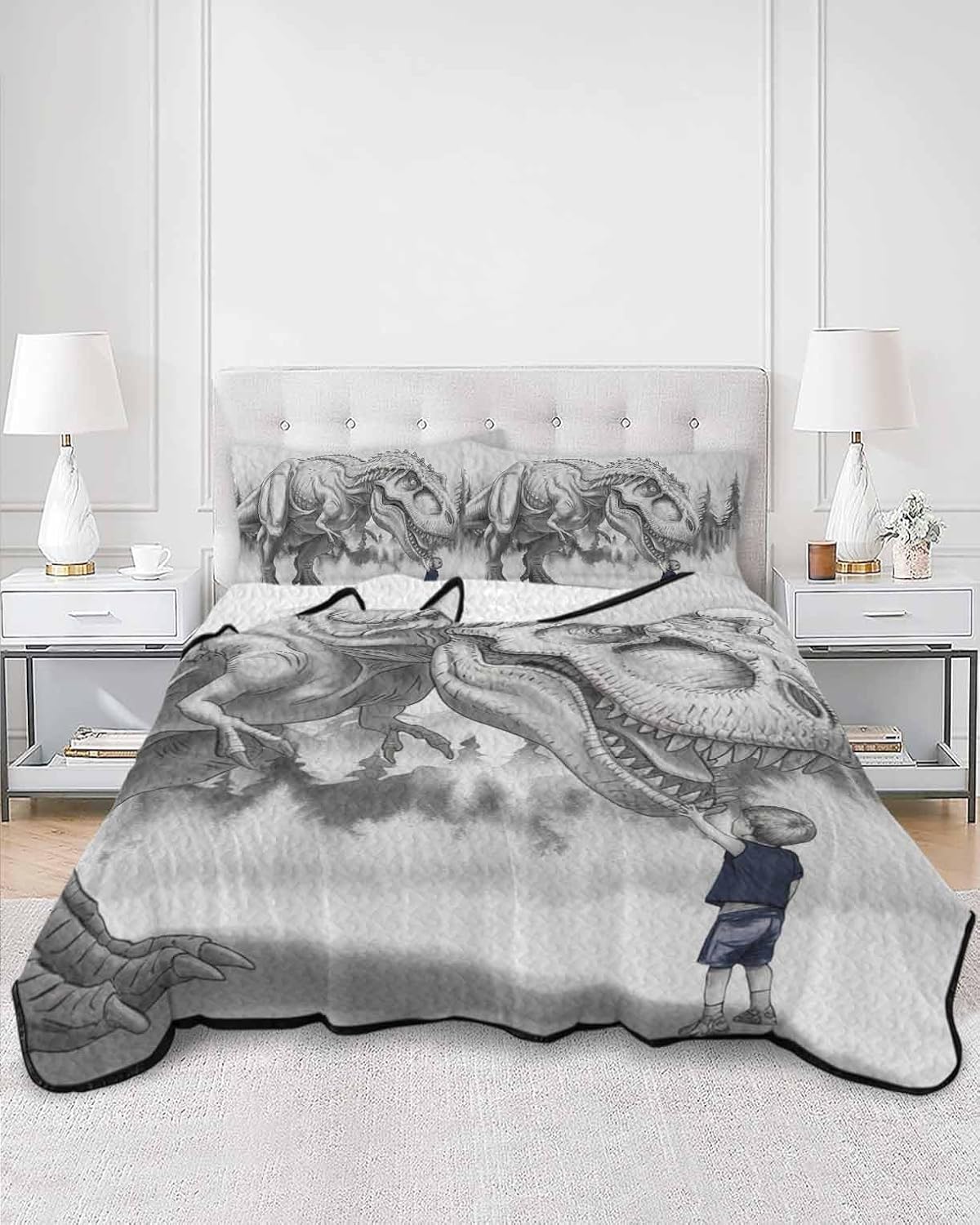 Stongaro Dinosaur Boy Quilt Comforter Set 3 Piece Twin XL